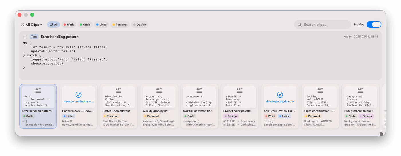 Kopipe timeline screenshot