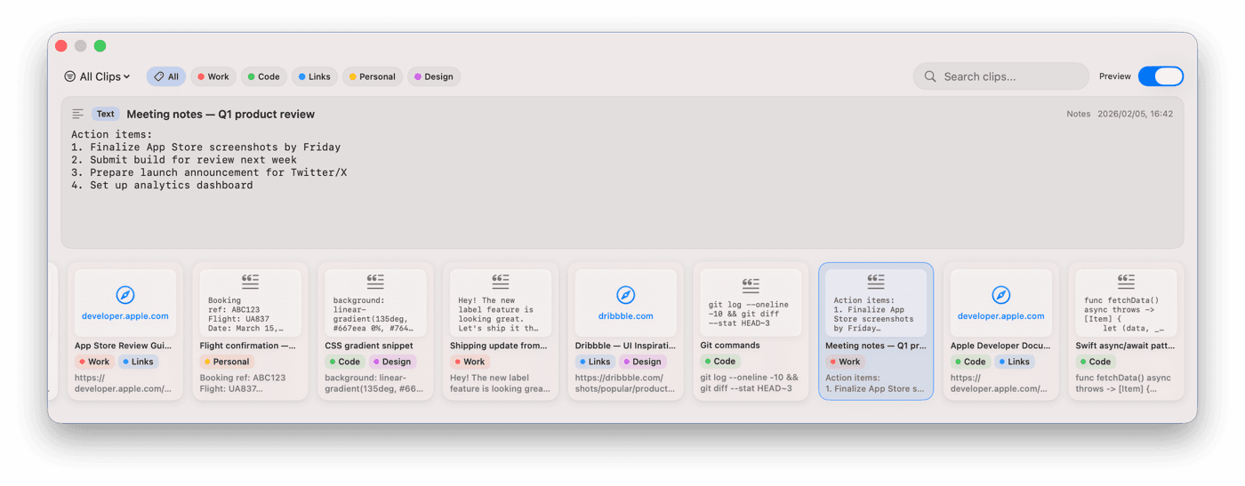 Kopipe color labels screenshot