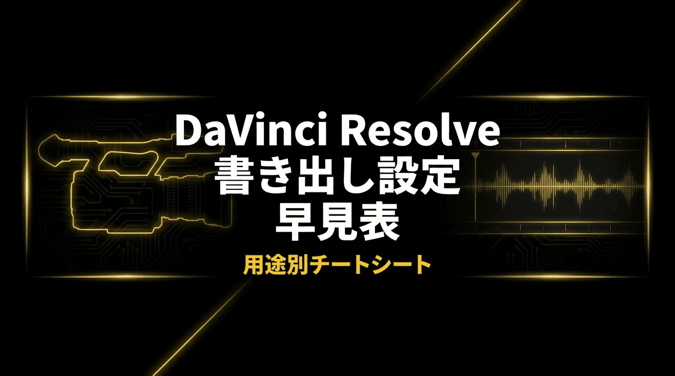 DaVinci Resolve 書き出し設定 早見表|用途別チートシート